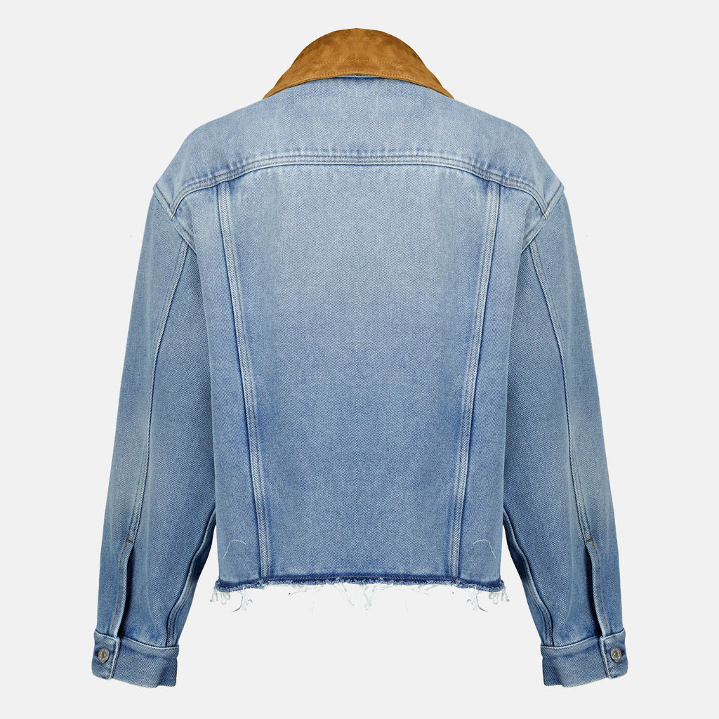 Vestes Casaco em Denim Azul e Camurça Miu Miu Bleu Femme