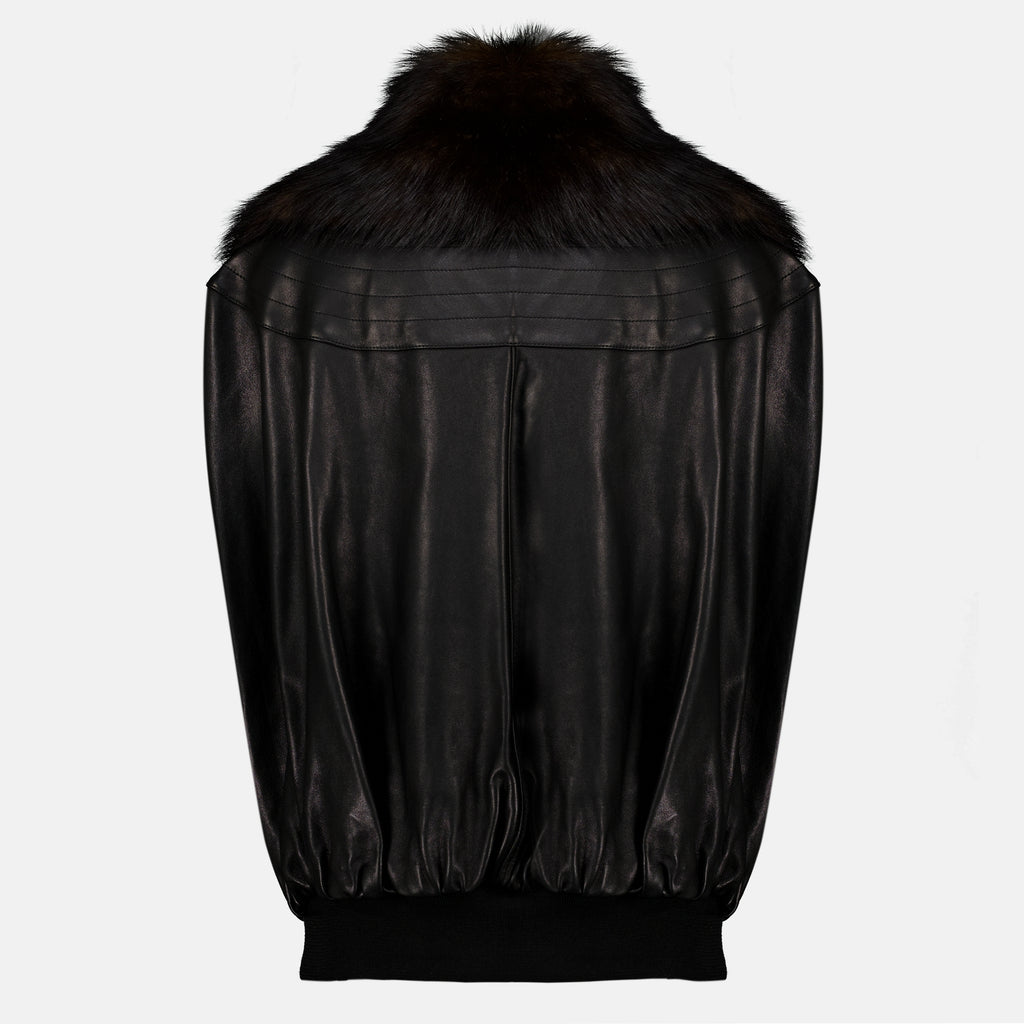 Manteaux Cape en cuir et col shearling Rabanne Noir Femme