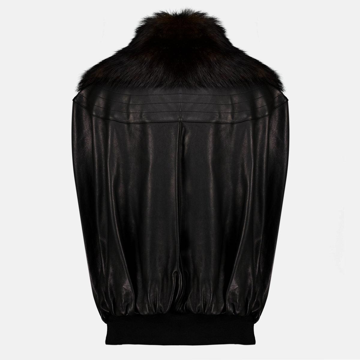 Manteaux Cape en cuir et col shearling Rabanne Noir Femme