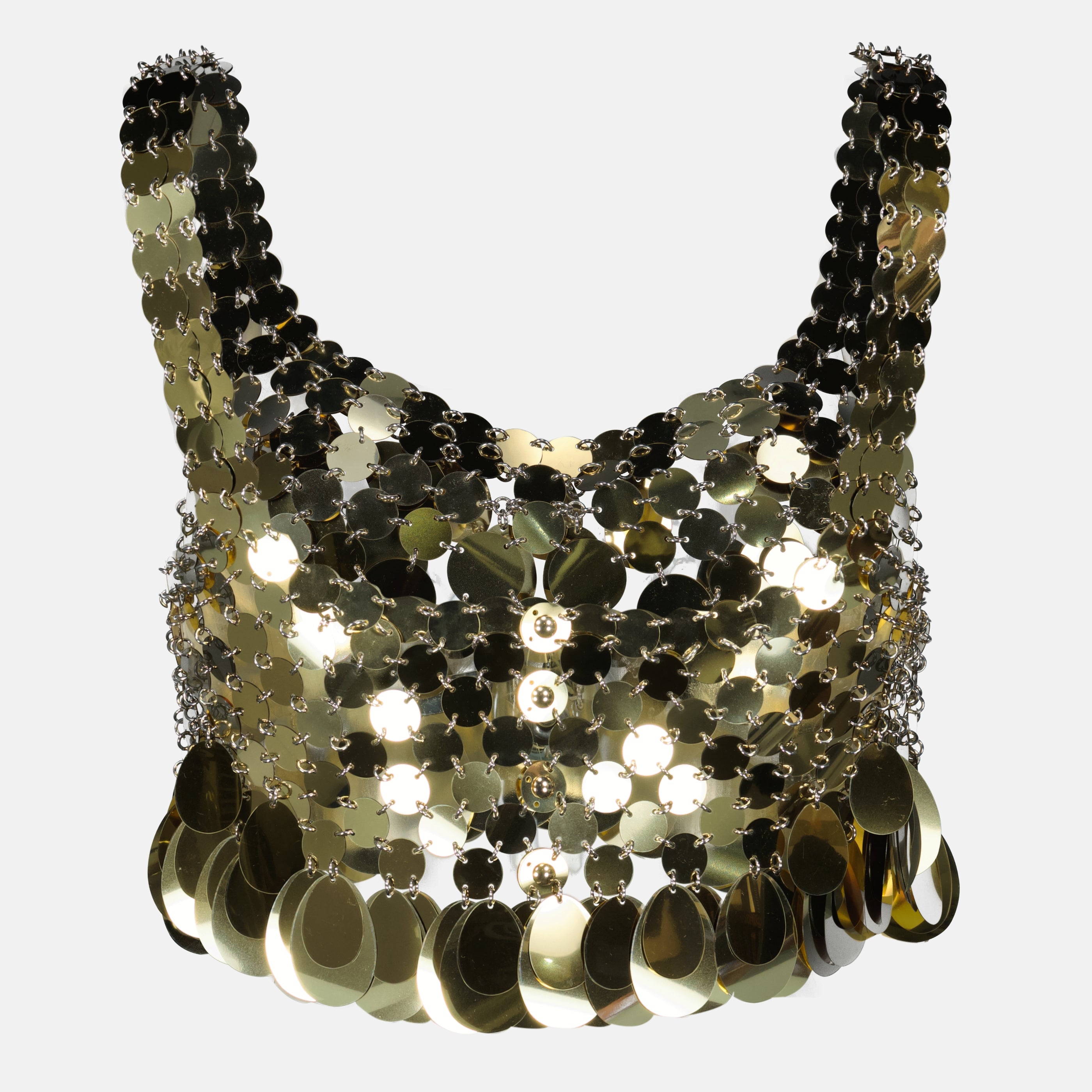 Image de l'article Brassière en pastilles Sparkle dorées de la marque Rabanne pour Femme - Saison Printemps-Été 2026 - Vue de Dos