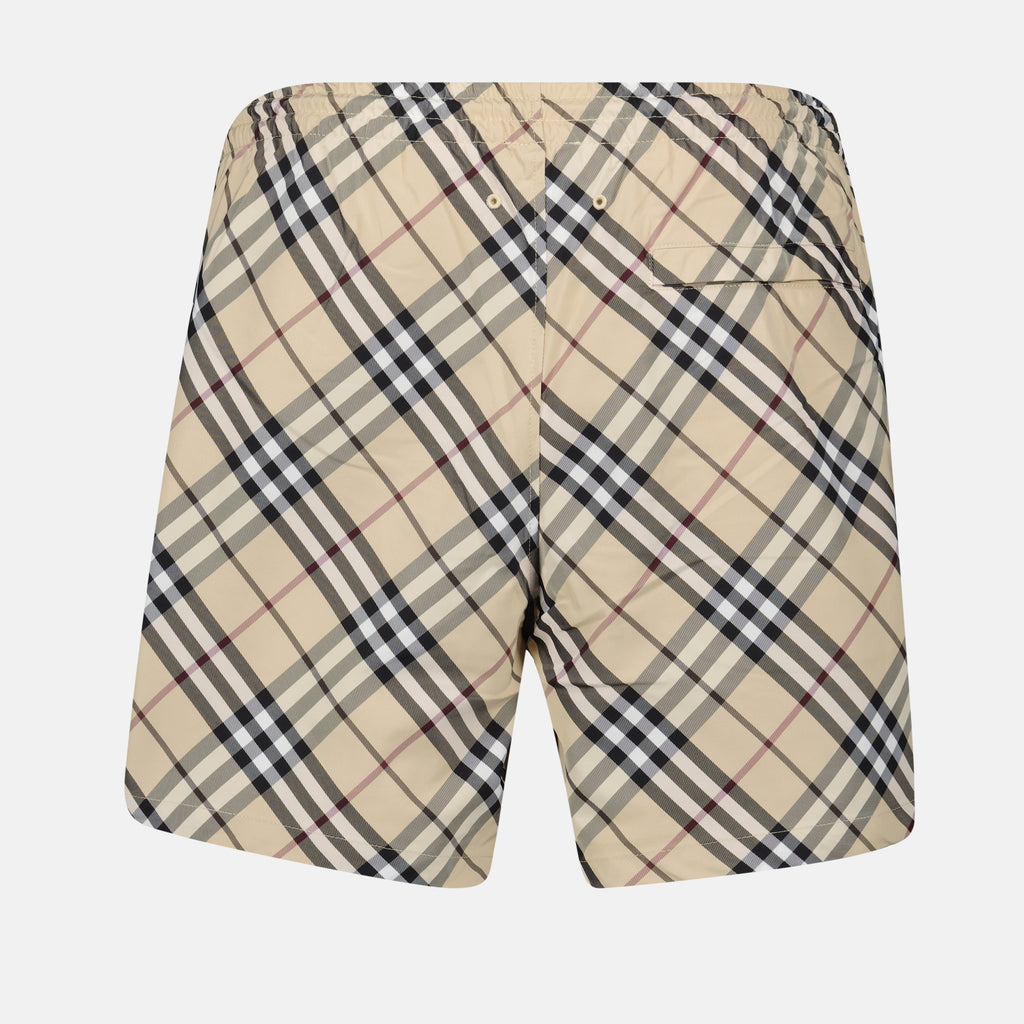 Beachwear Checked Swim Shorts Burberry Beige Homme