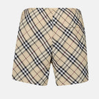 Beachwear Checked Swim Shorts Burberry Beige Homme