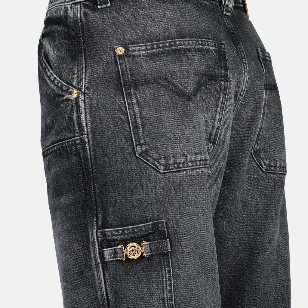 Hosen Graue Cargo-Jeans Versace Schwarz Homme
