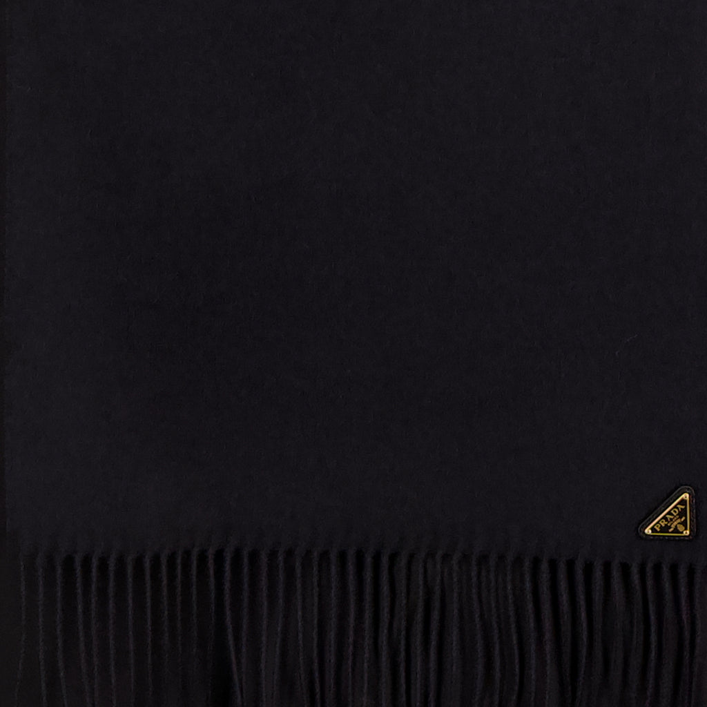 Image of the item Black Silk and Cashmere Scarf by Prada for Women - Autumn-Winter 2025 - Detailed View_2