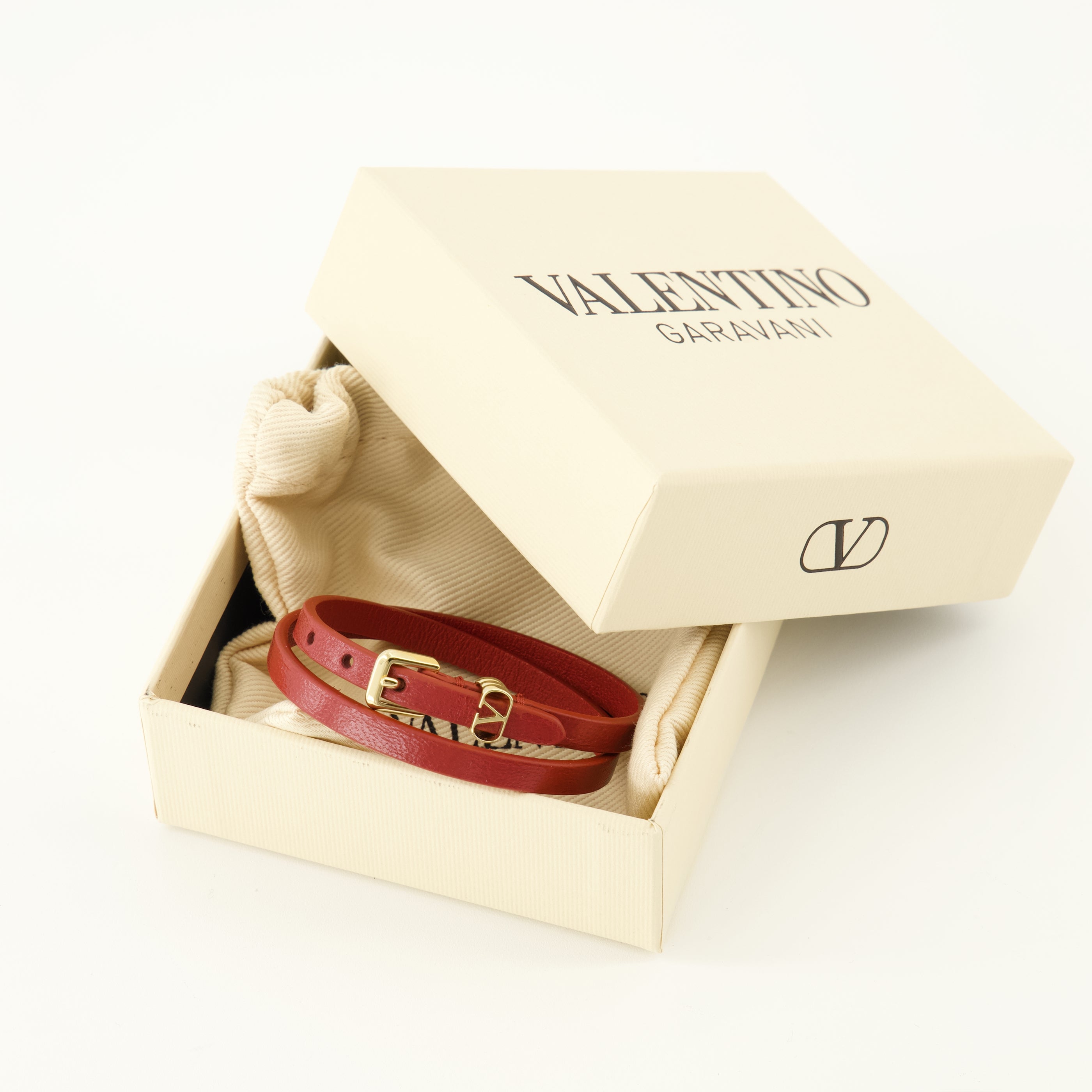 Bijoux レッドレザー VLogo ブレスレット Valentino Garavani Rouge Femme