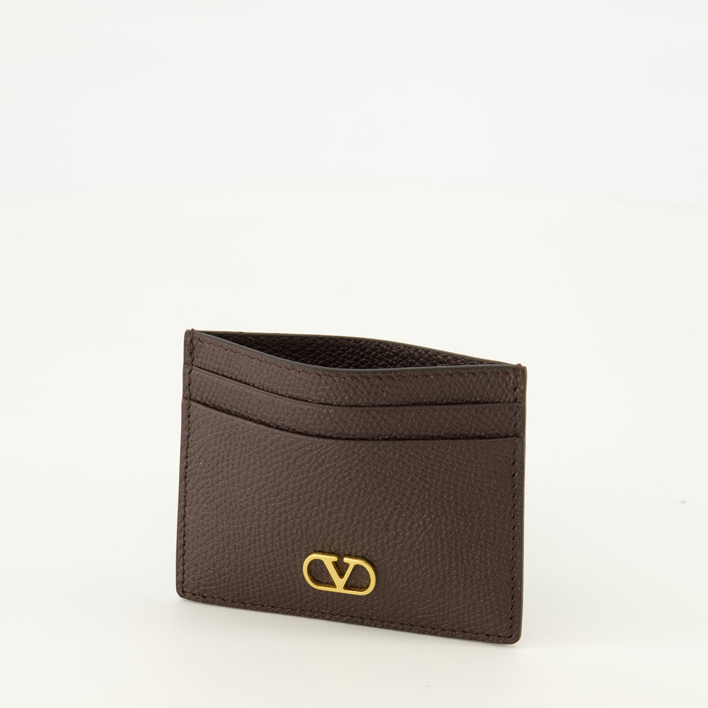 Petite maroquinerie Porte-cartes VLogo en cuir marron Valentino Garavani Marron Femme