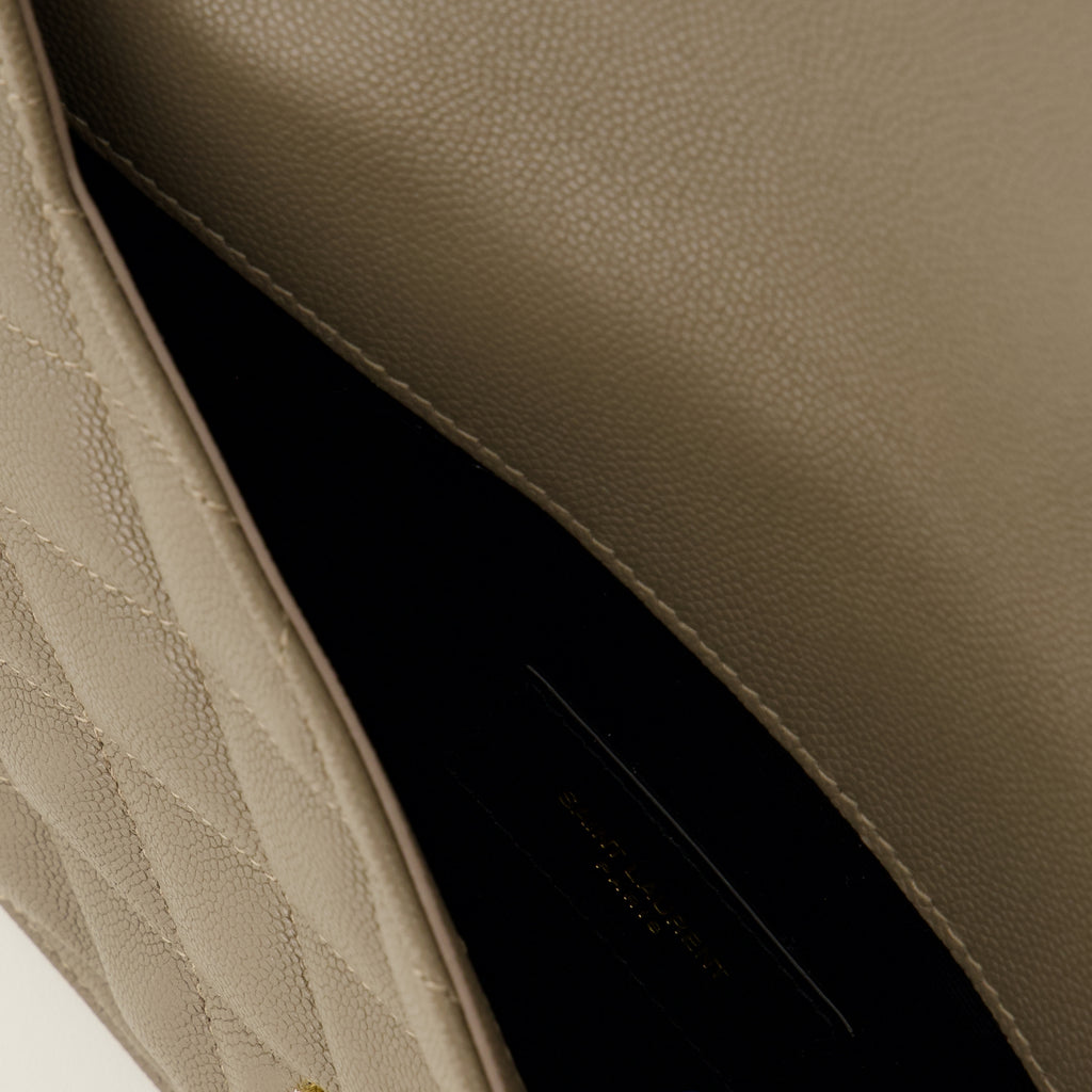 Pochettes Beige Leder Paris Clutch Saint Laurent Beige Femme