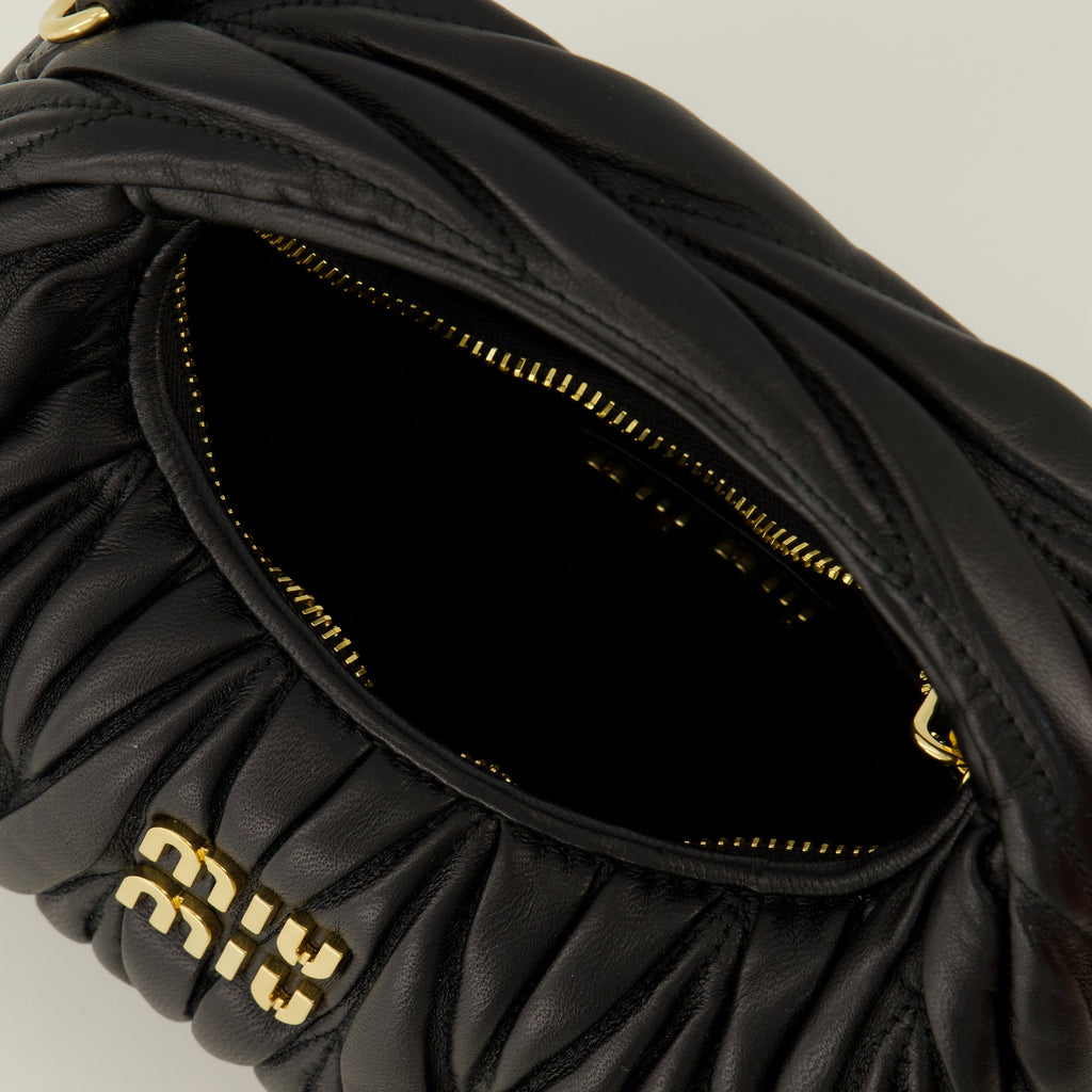 Sacs à main et épaule Mini Hobo Wander Bag Black Miu Miu Noir Femme