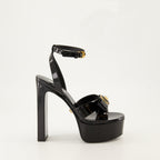 Open shoes Gianni Ribbon Heeled Sandals Versace Black Femme