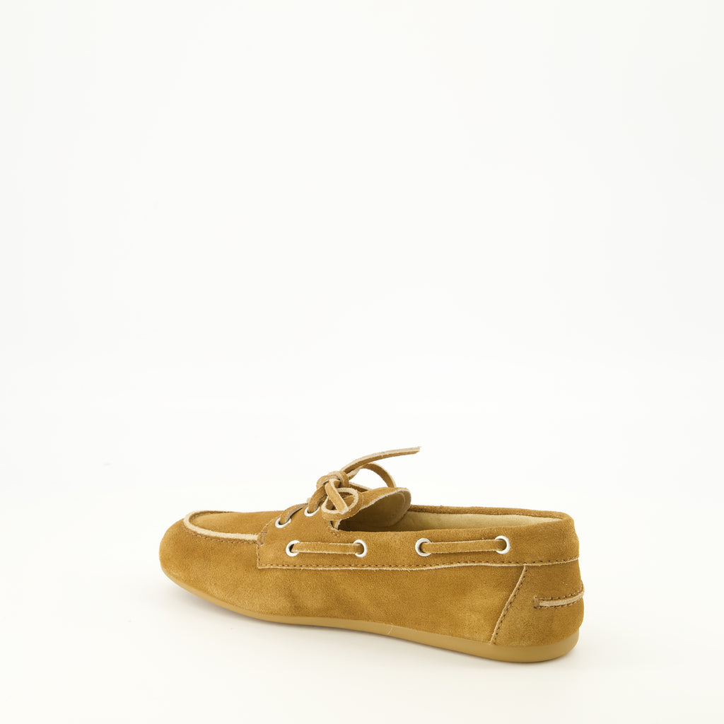 Mocassins Mocassins de Deck em Camurça Castanha Miu Miu Marron Femme