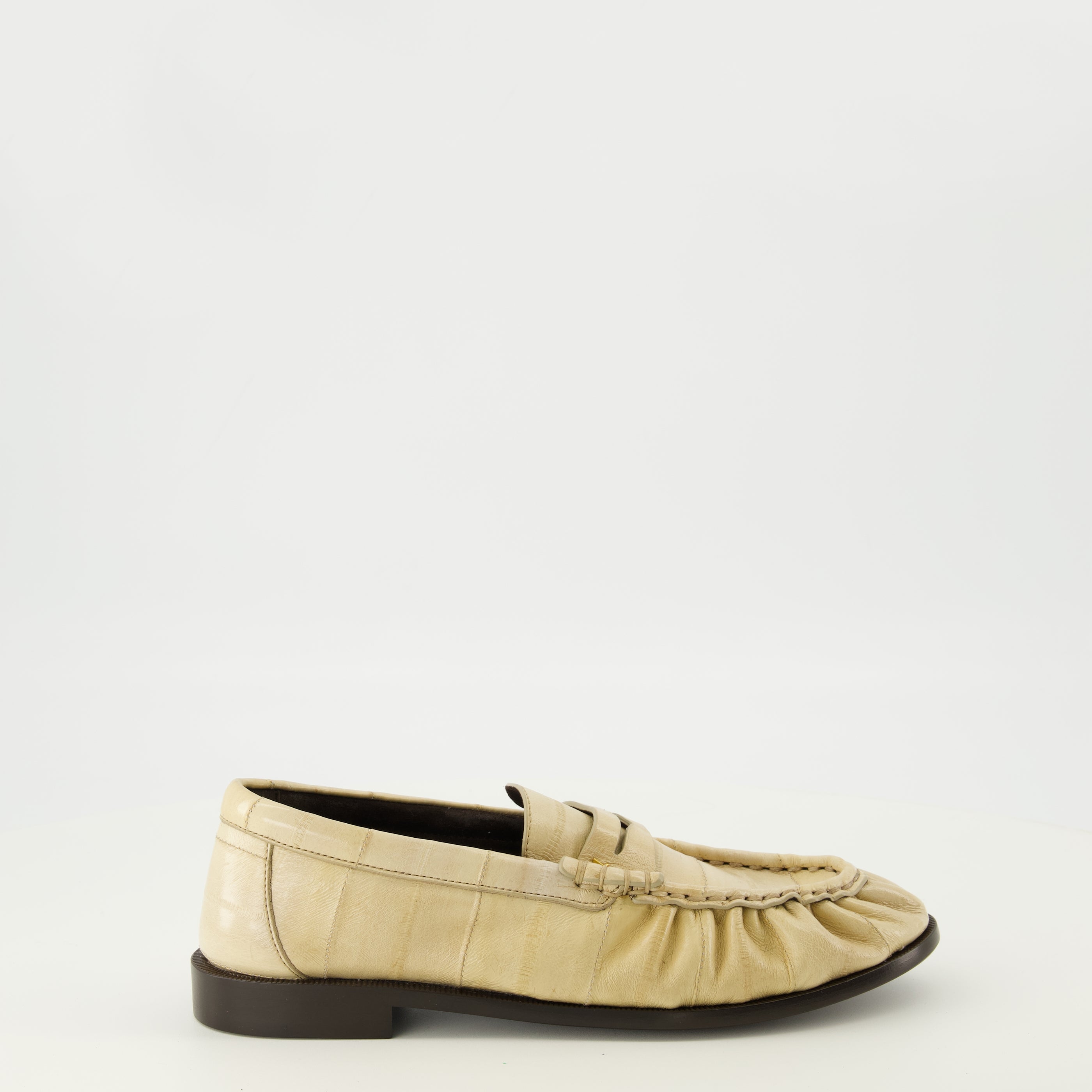 Mocassins Mocassins Loafer de Couro de Eel Bege Saint Laurent Beige Femme