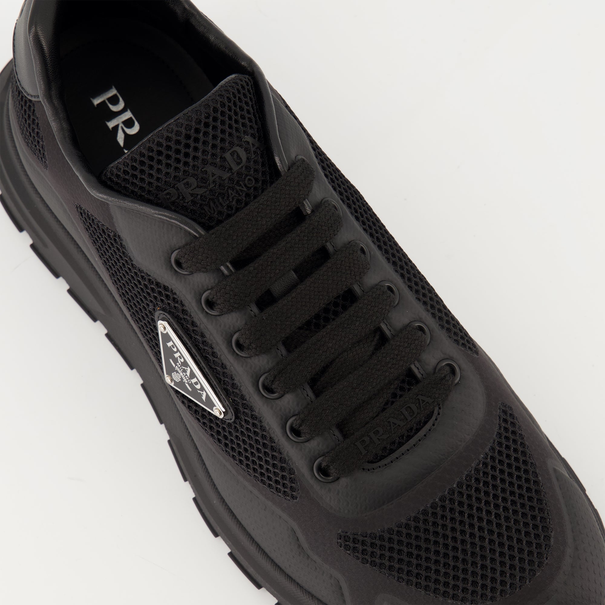 Image of the Prada Men's Prax 2.0 Sneakers - Fall-Winter 2025 - Detailed Top View