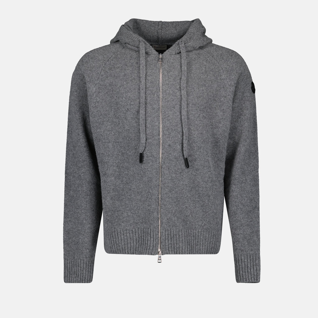 Maille Cardigan zippé en laine Moncler Gris Homme