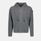 Maille Cardigan zippé en laine Moncler Gris Homme
