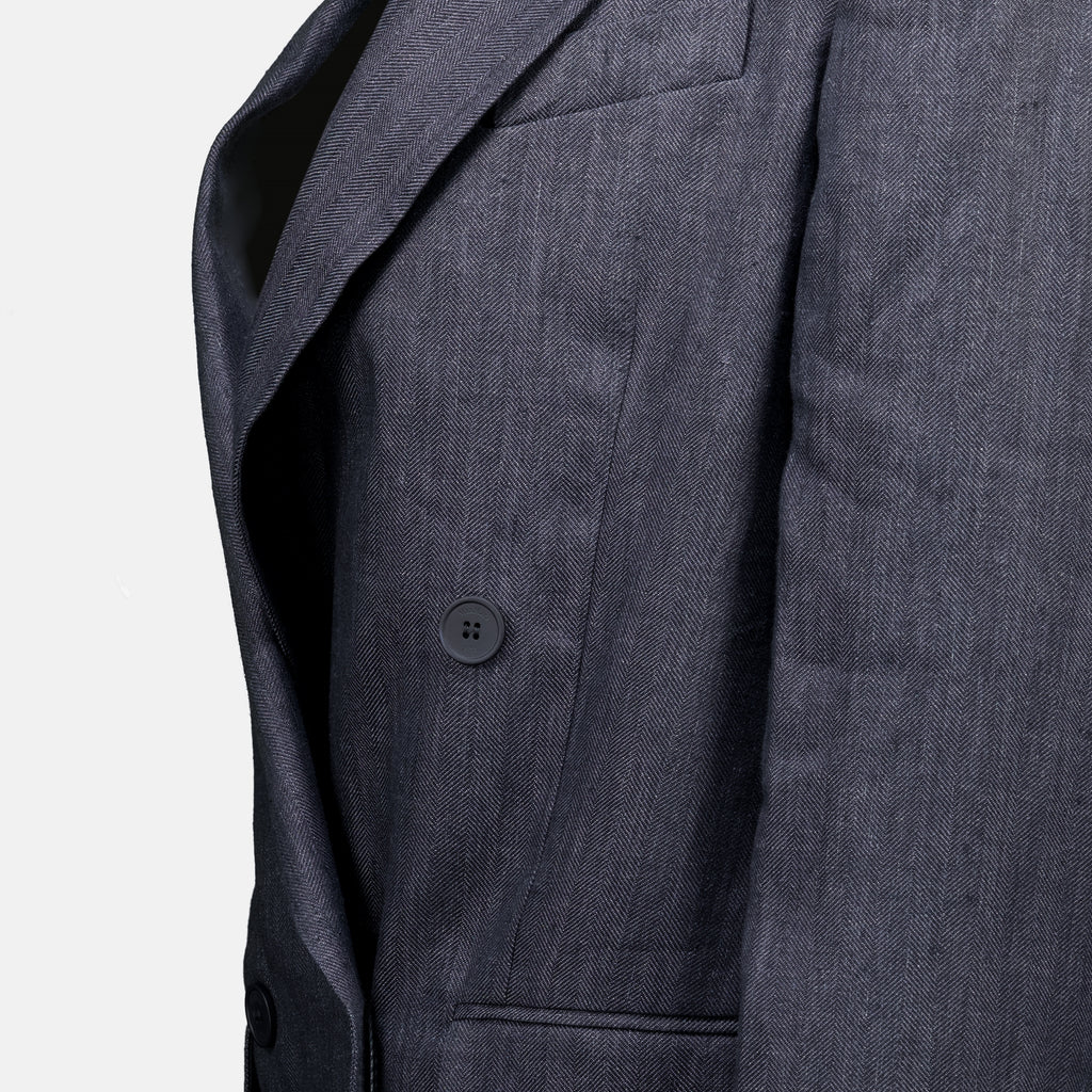 Vestes Blazer de Lino Chevron Gris Max Mara Gris Femme