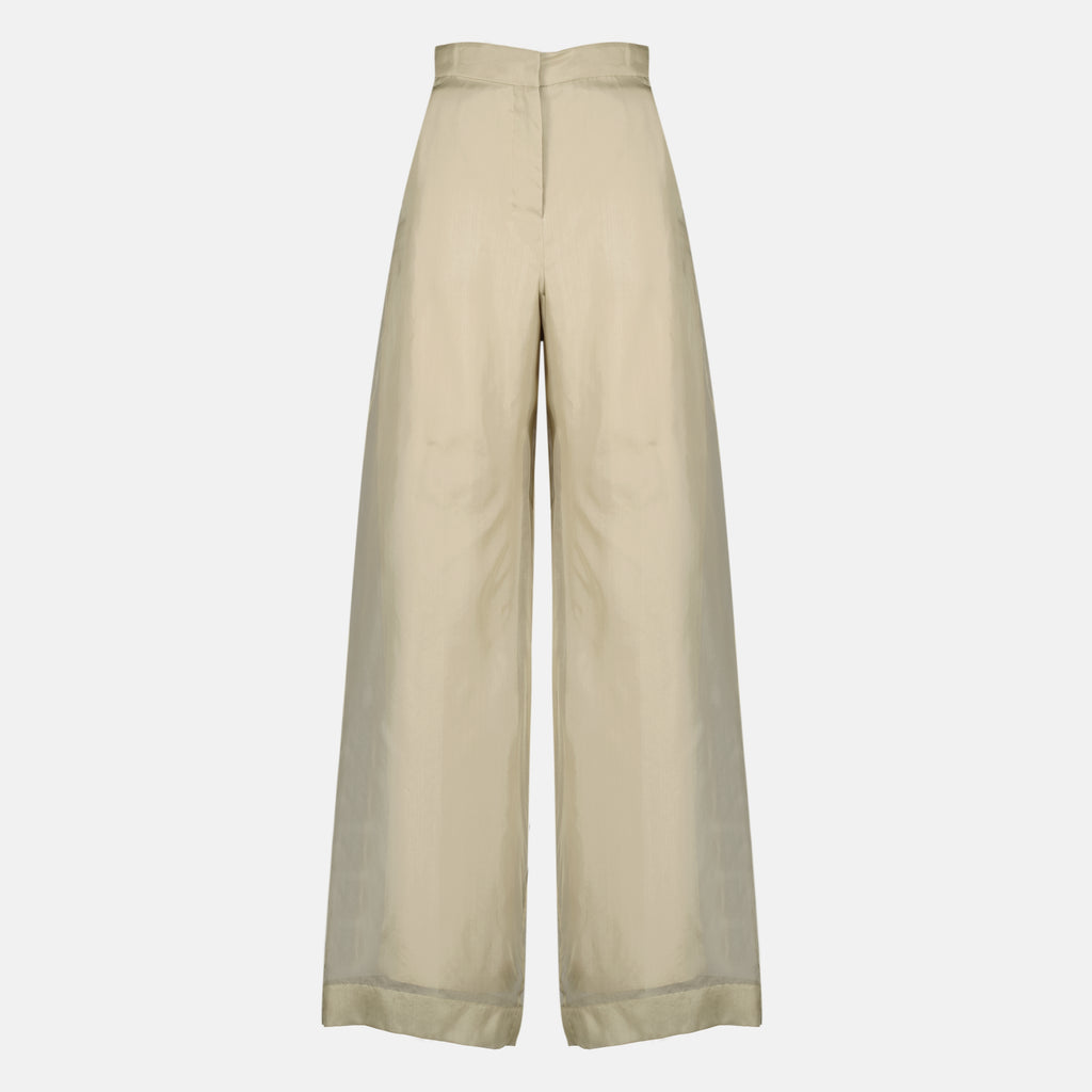 Imagen del artículo Pantalón beige de organza de seda de la marca Max Mara para Mujer - Temporada Primavera-Verano 2026 - Vista Frontal