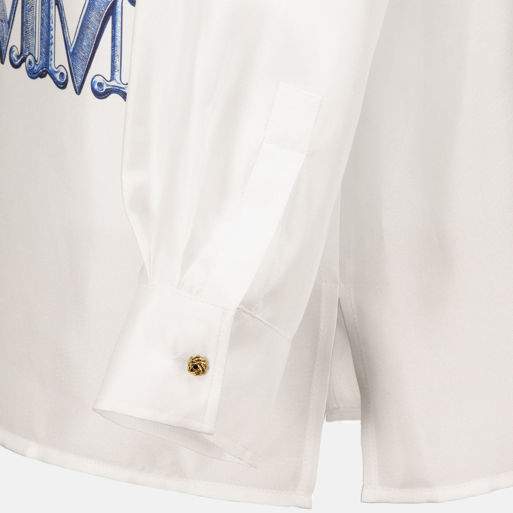 Chemises Chemise blanche en soie avec imprimé Max Mara Bleu Femme