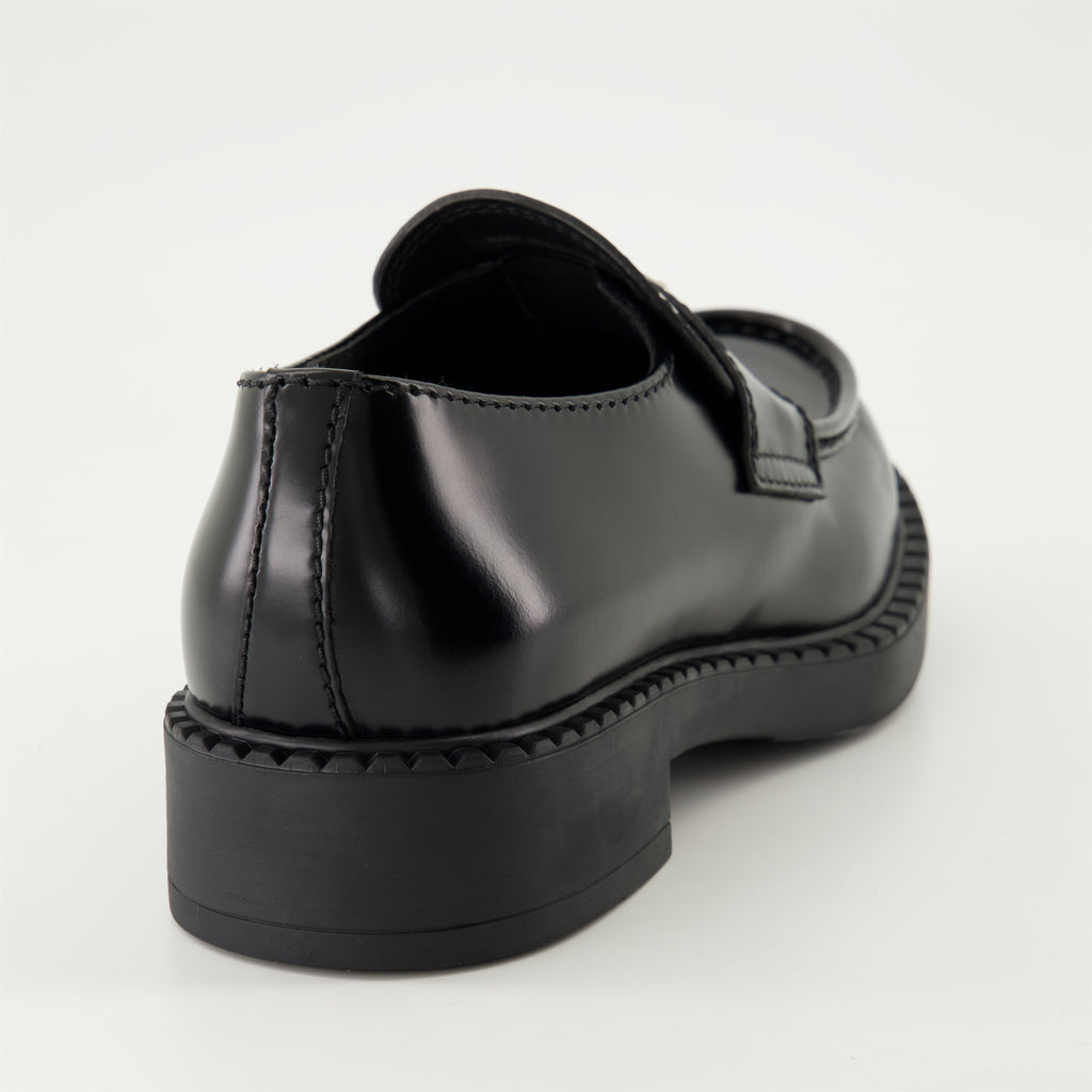 Loafers Chocolate Leather Loafers Prada Black Homme
