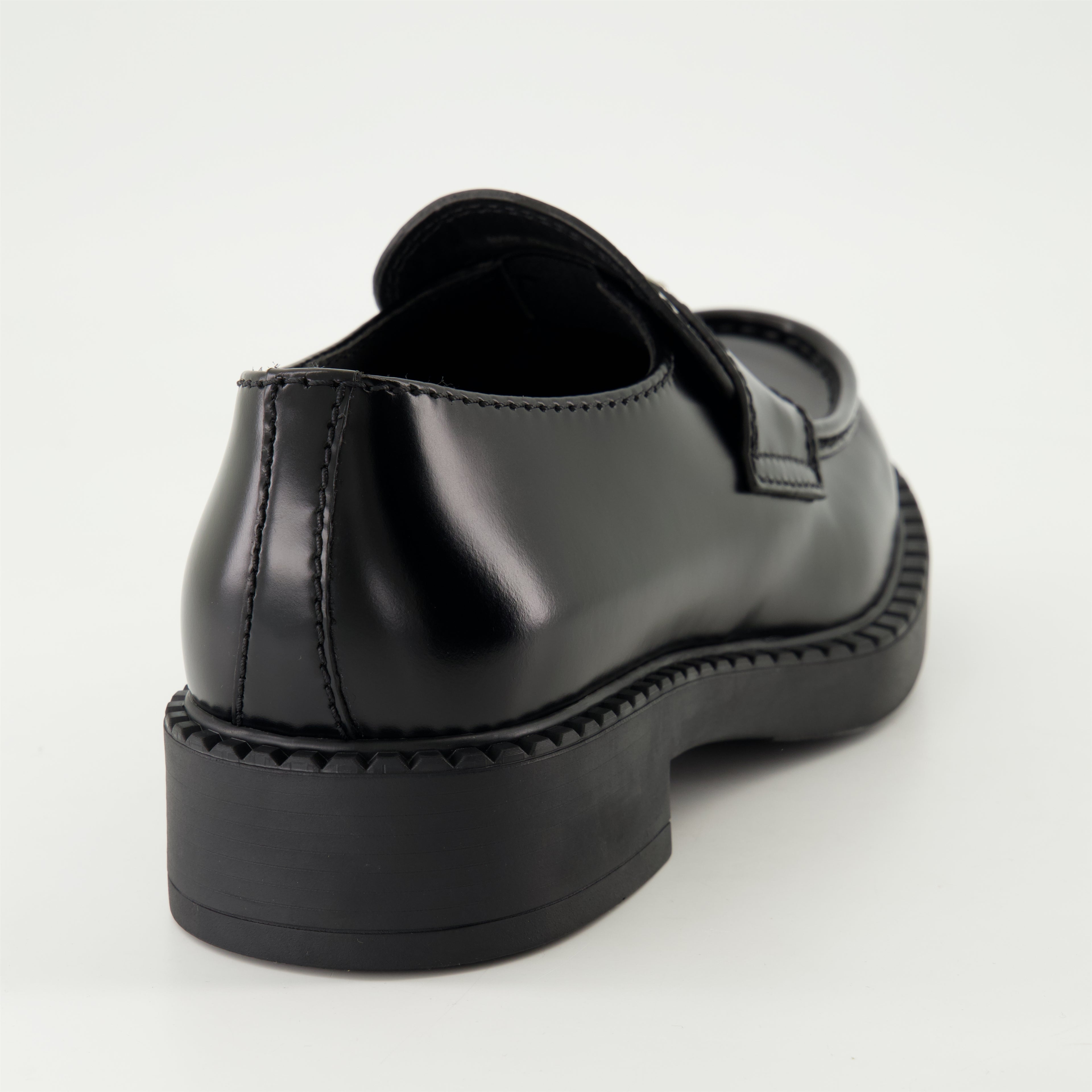 Loafers Chocolate Leather Loafers Prada Black Homme