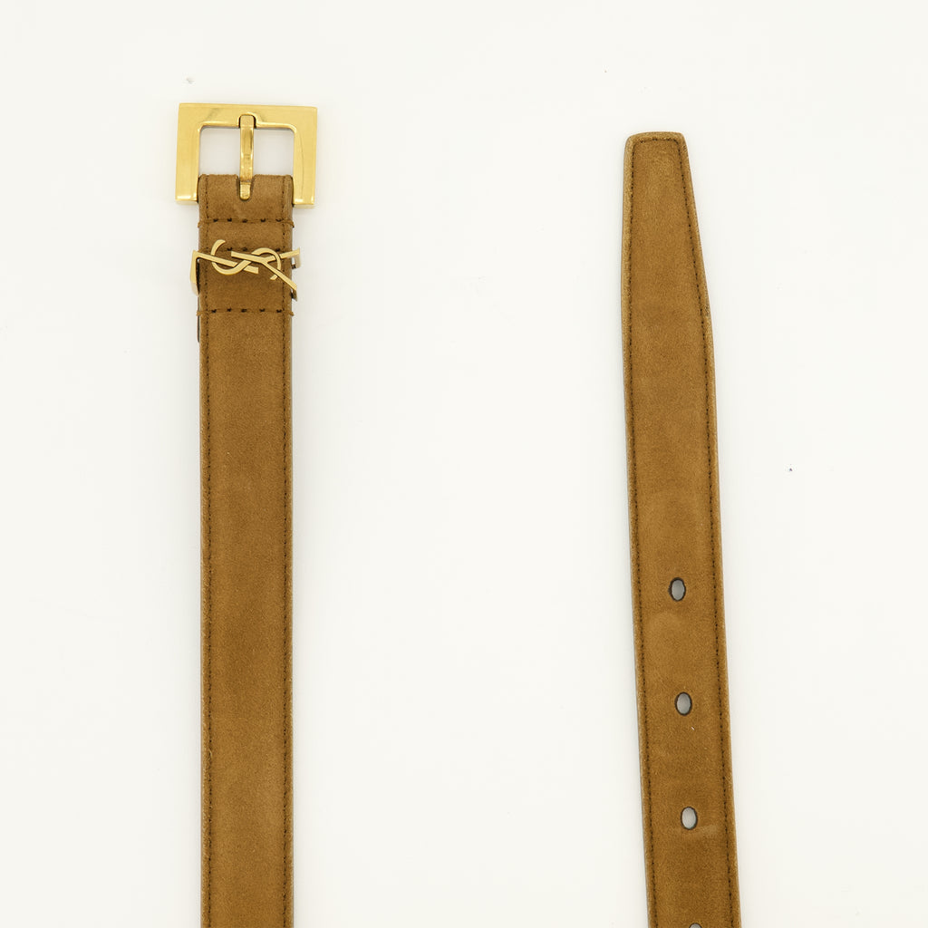 Ceintures カサンドル ブラウンスエードベルト Saint Laurent Marron Femme