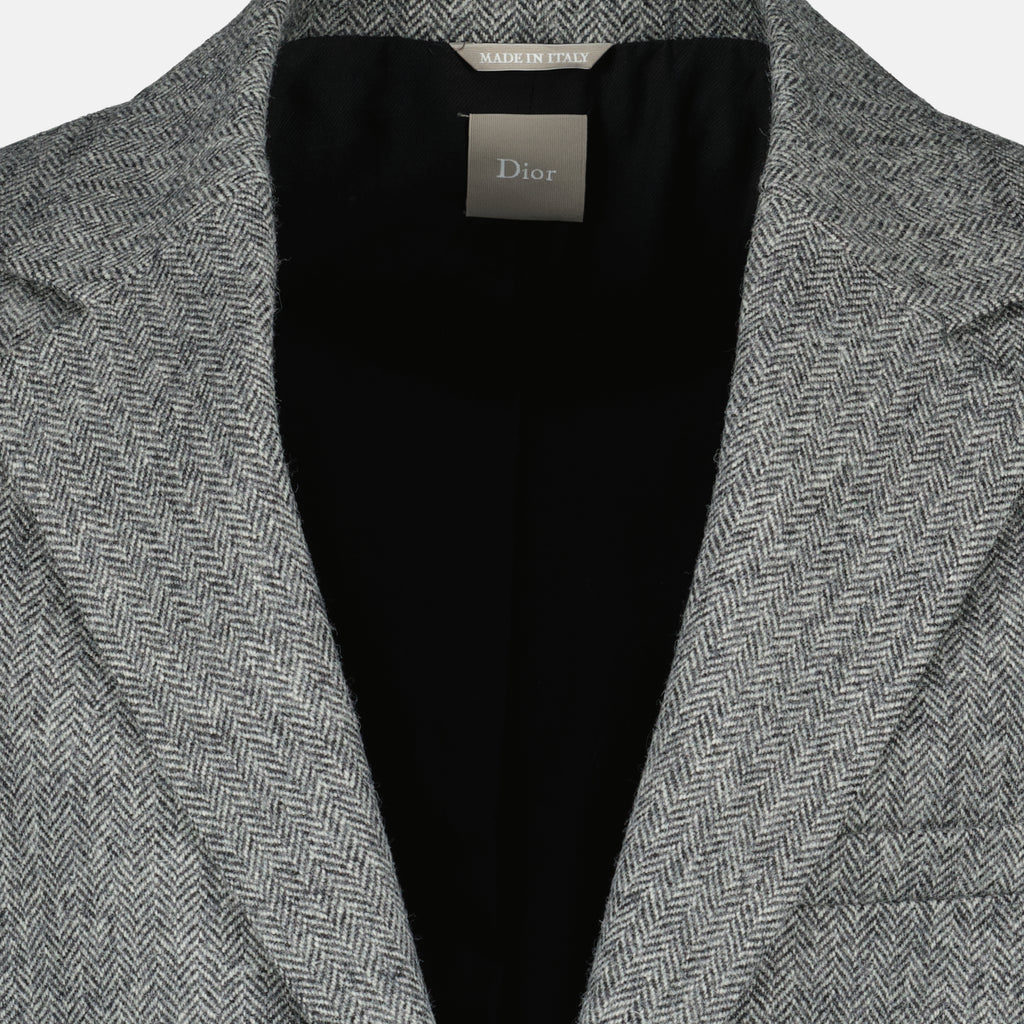 Image of the article Grey wool coat from the brand Dior for Men - Spring-Summer 2026 - Detailed View_2