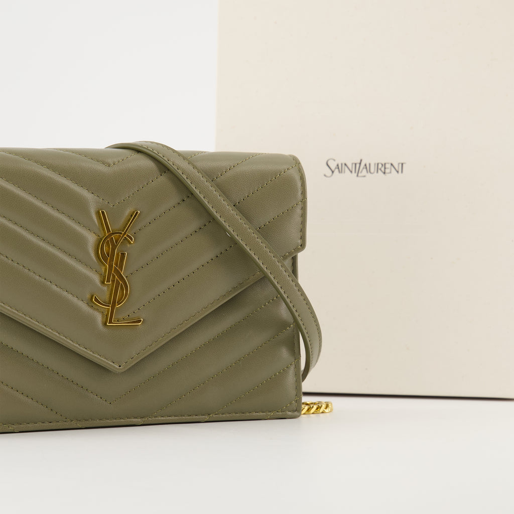Shoulder Bags Chain Envelope Wallets Saint Laurent Kaki Women