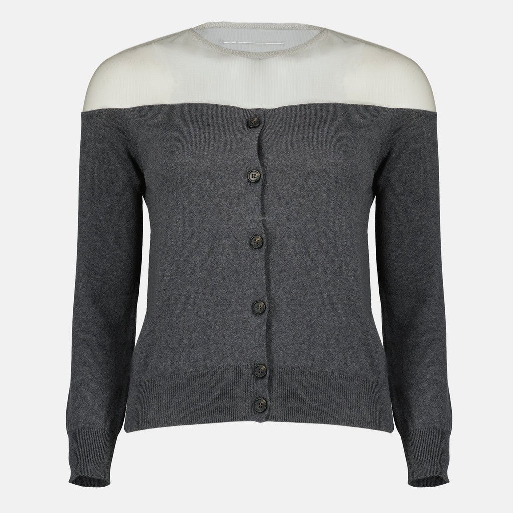 Maille Cardigan Grigio In Maglia Mm6 Gris Femme