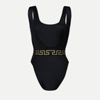 Moda mare Costume da Bagno Intero con Bordo Greca Versace Nero Femme