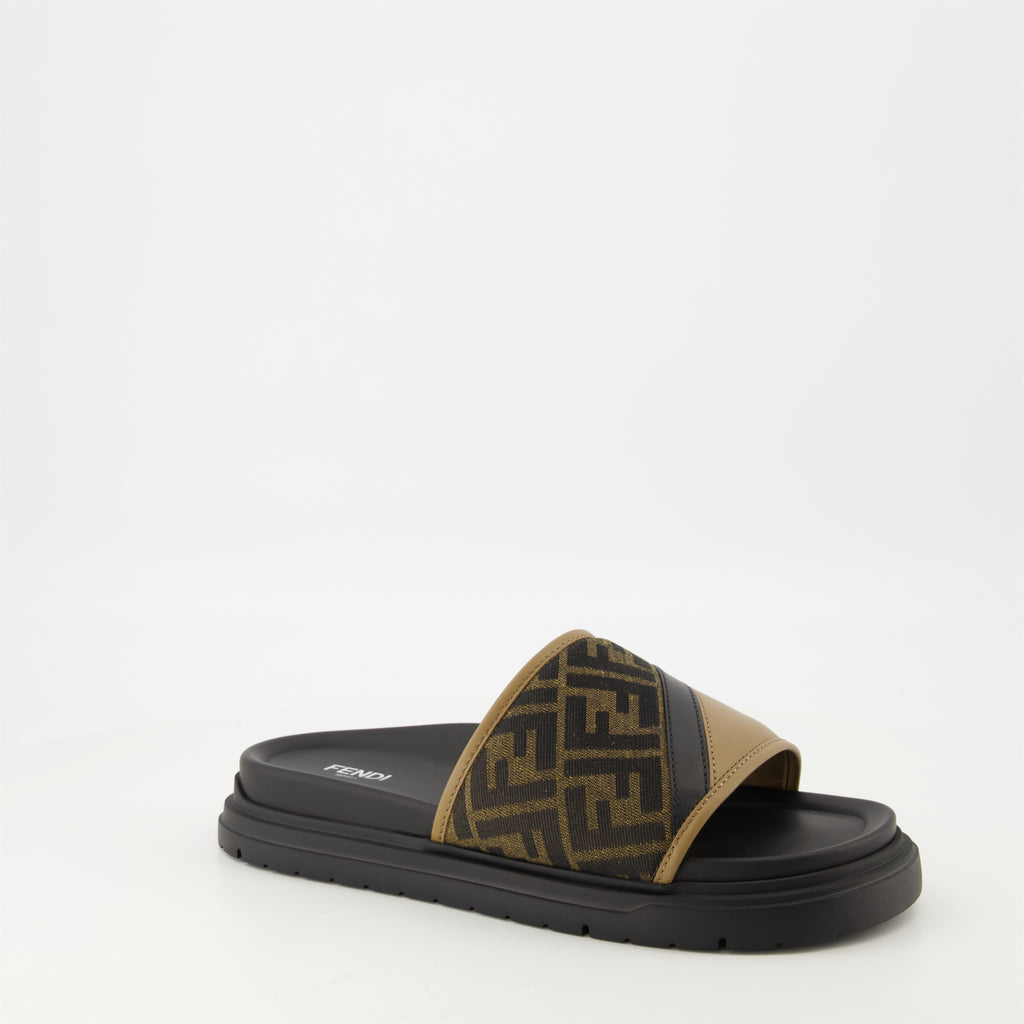 Open shoes Fendi Diagonal Sandals Fendi Brown Homme