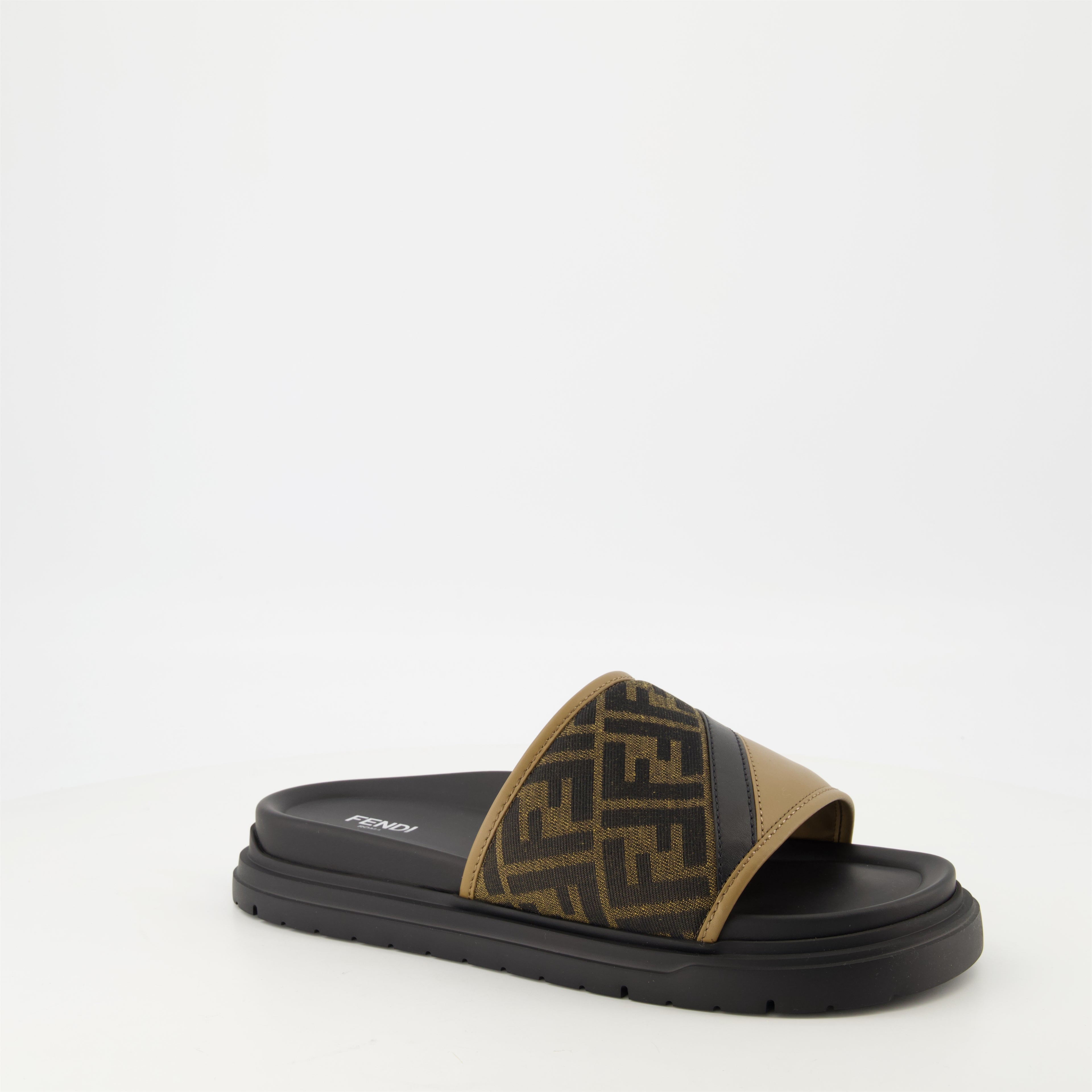 Open shoes Fendi Diagonal Sandals Fendi Brown Homme