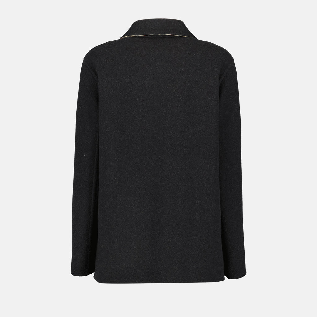 Imagen del abrigo de lana de Burberry para mujer - Temporada Otoño-Invierno 2025 - Vista Trasera