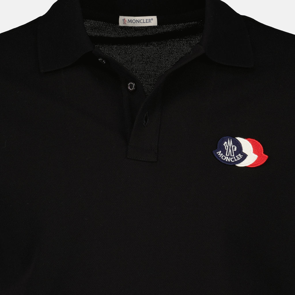 Polos Polo de Piqué de Algodón Negro Moncler Noir Homme