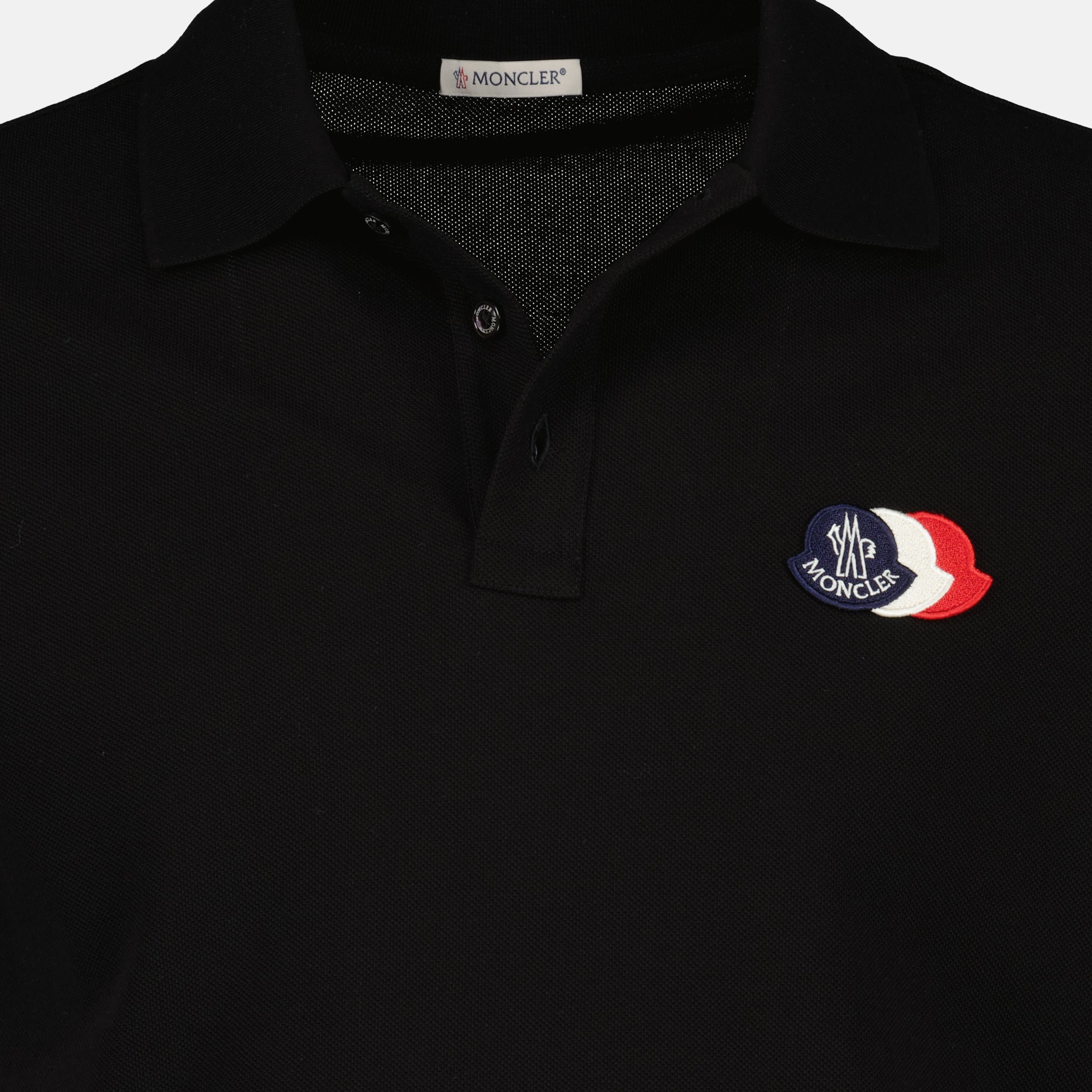 Polos Polo en piqué de coton noir Moncler Noir Homme