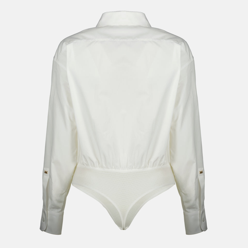 Imagem da Camisa Body de Algodão Branco da Max Mara para Mulher - Coleção Primavera-Verão 2026 - Vista Traseira