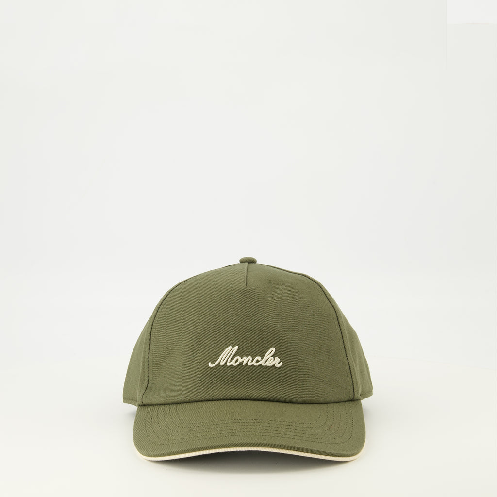 Image of the Moncler Men's khaki logo cap - Spring-Summer 2026 - Front View