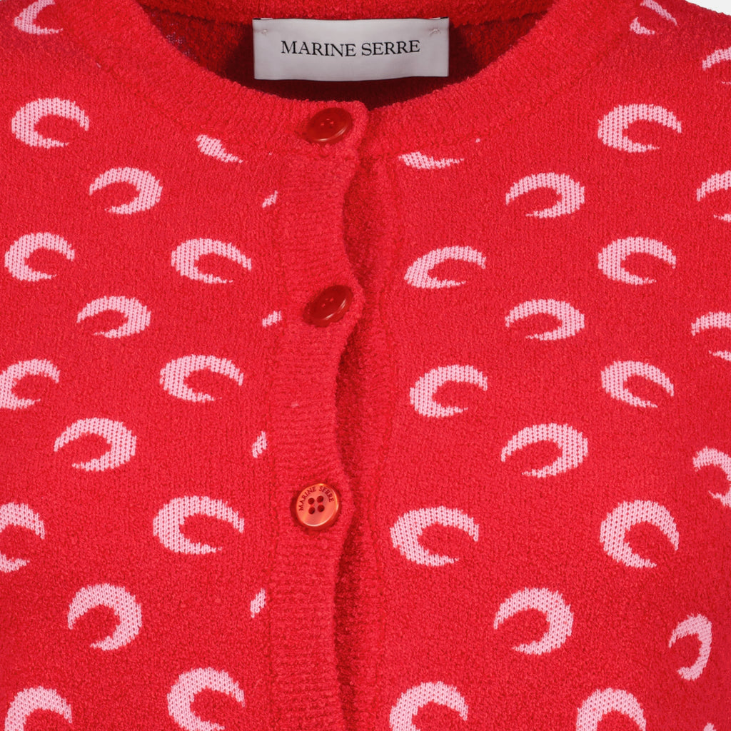 Maille ムーン ブークレ カーディガン レッド Marine Serre Rouge Femme