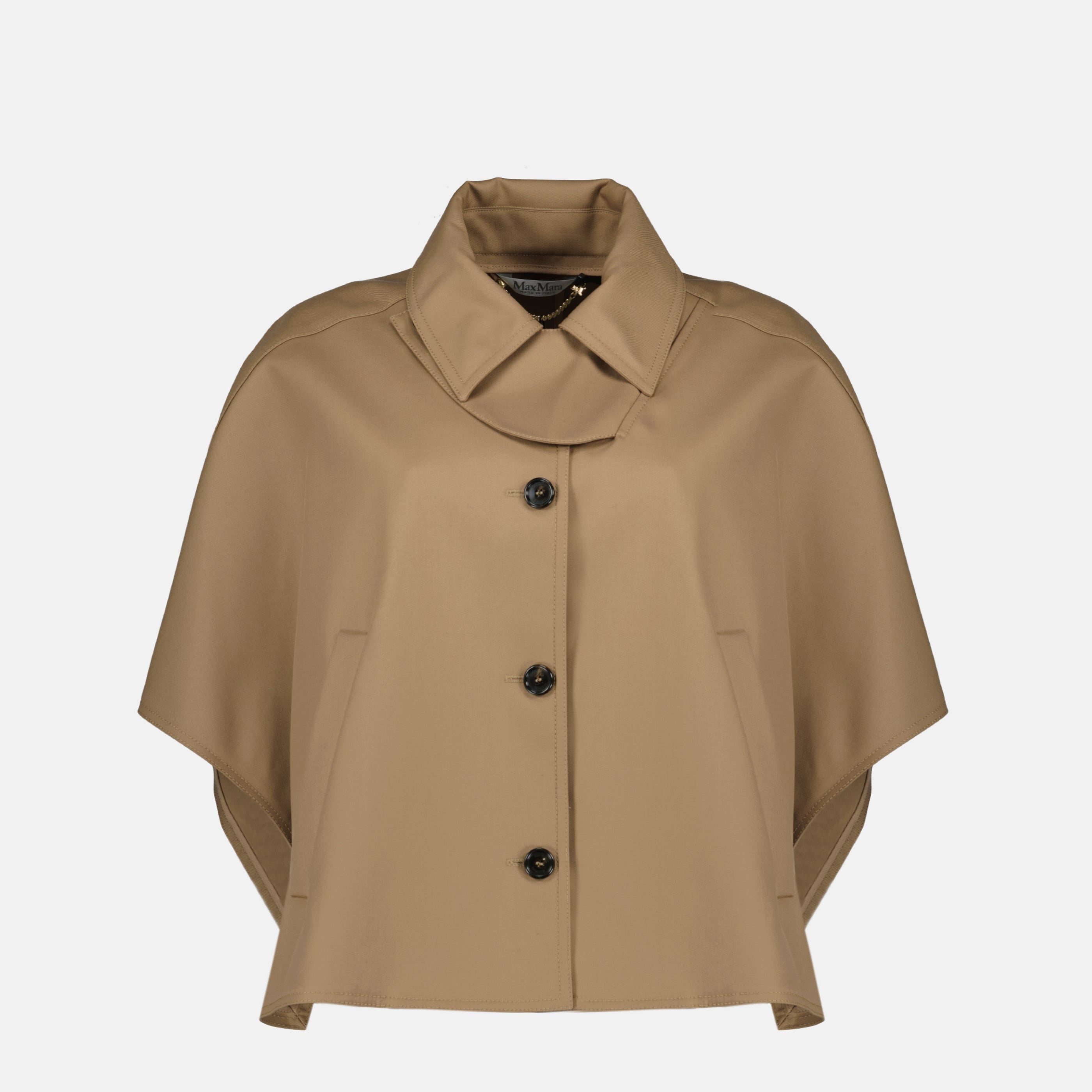 Image de l'article Cape en gabardine marron de la marque Max Mara pour Femme - Saison Printemps-Été 2026 - Vue de Face