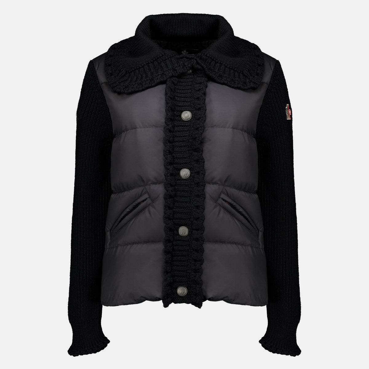 Vestes 퀼팅 투-머티리얼 가디건 Moncler Grenoble Noir Femme