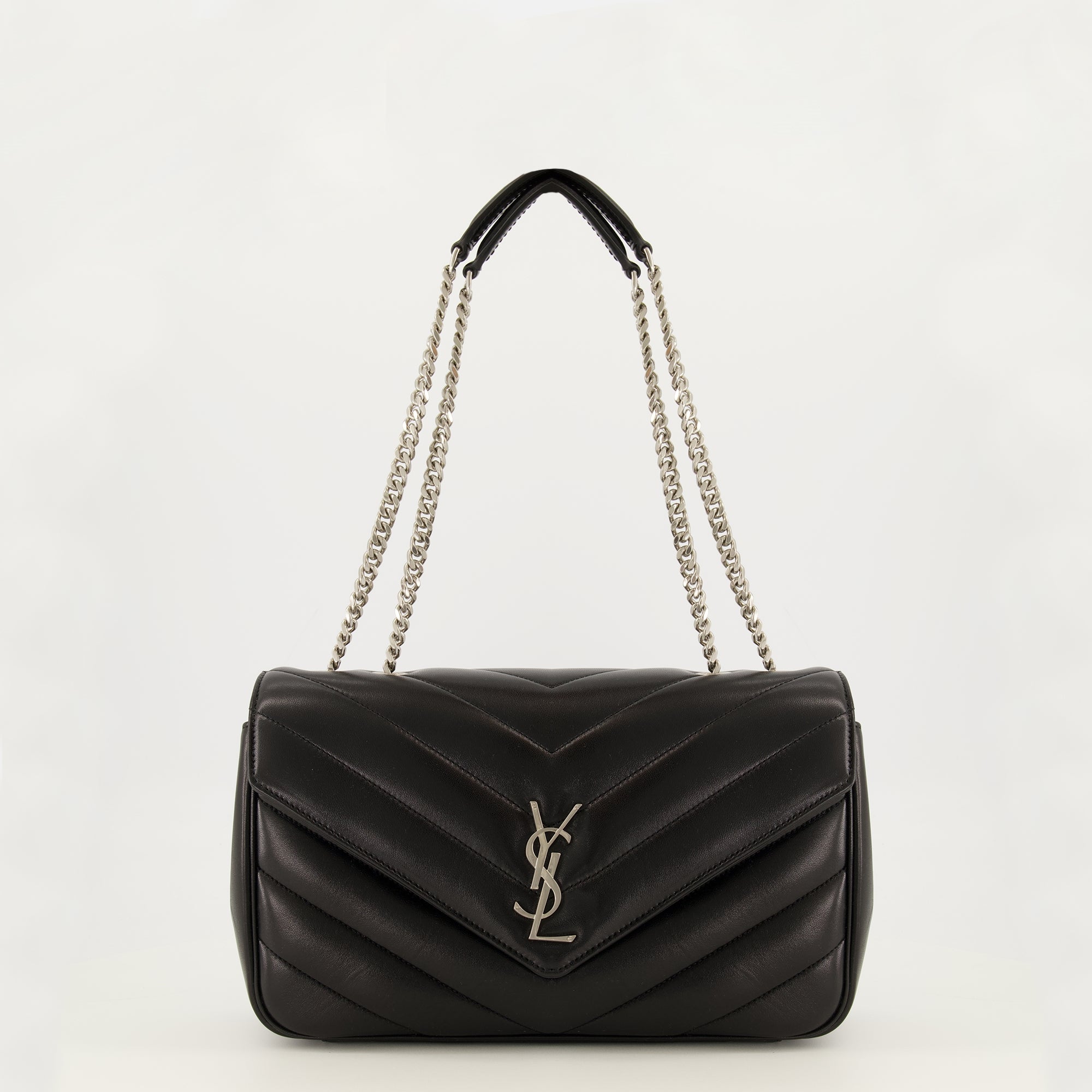 Sacs à main et épaule Mala Loulou Média de Couro Preto Saint Laurent Noir Femme