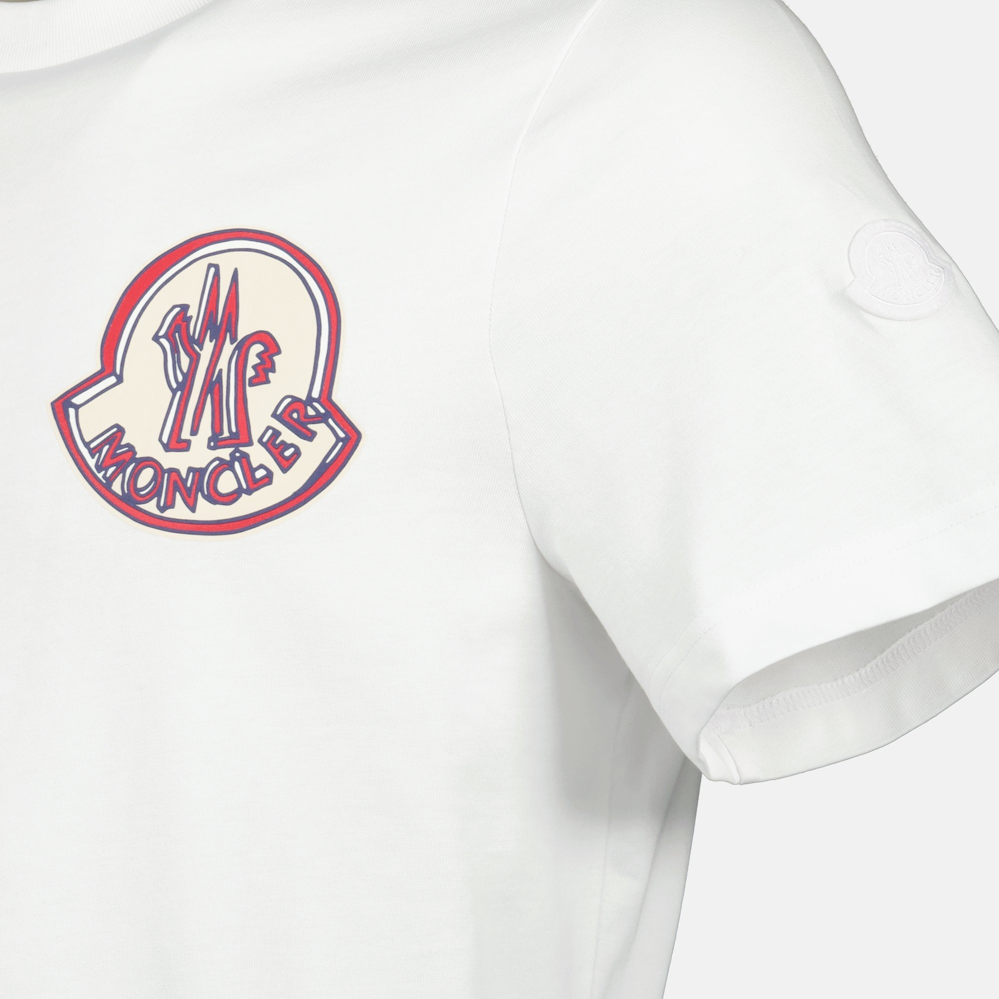 Image of the Moncler Men's white logo T-shirt - Spring-Summer 2026 - Detailed View_2