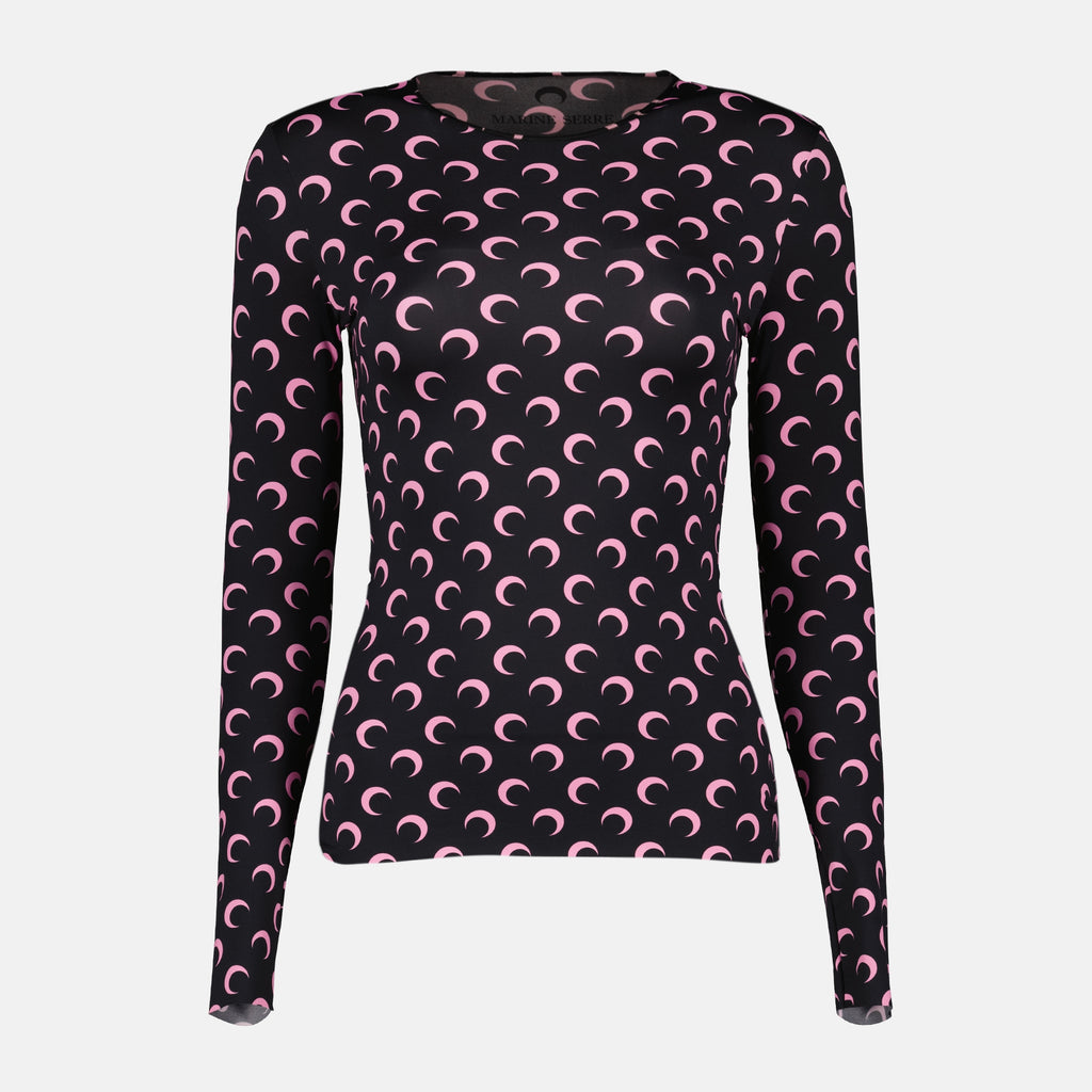 Tops Top jersey Moon negro y rosa Marine Serre Noir Femme