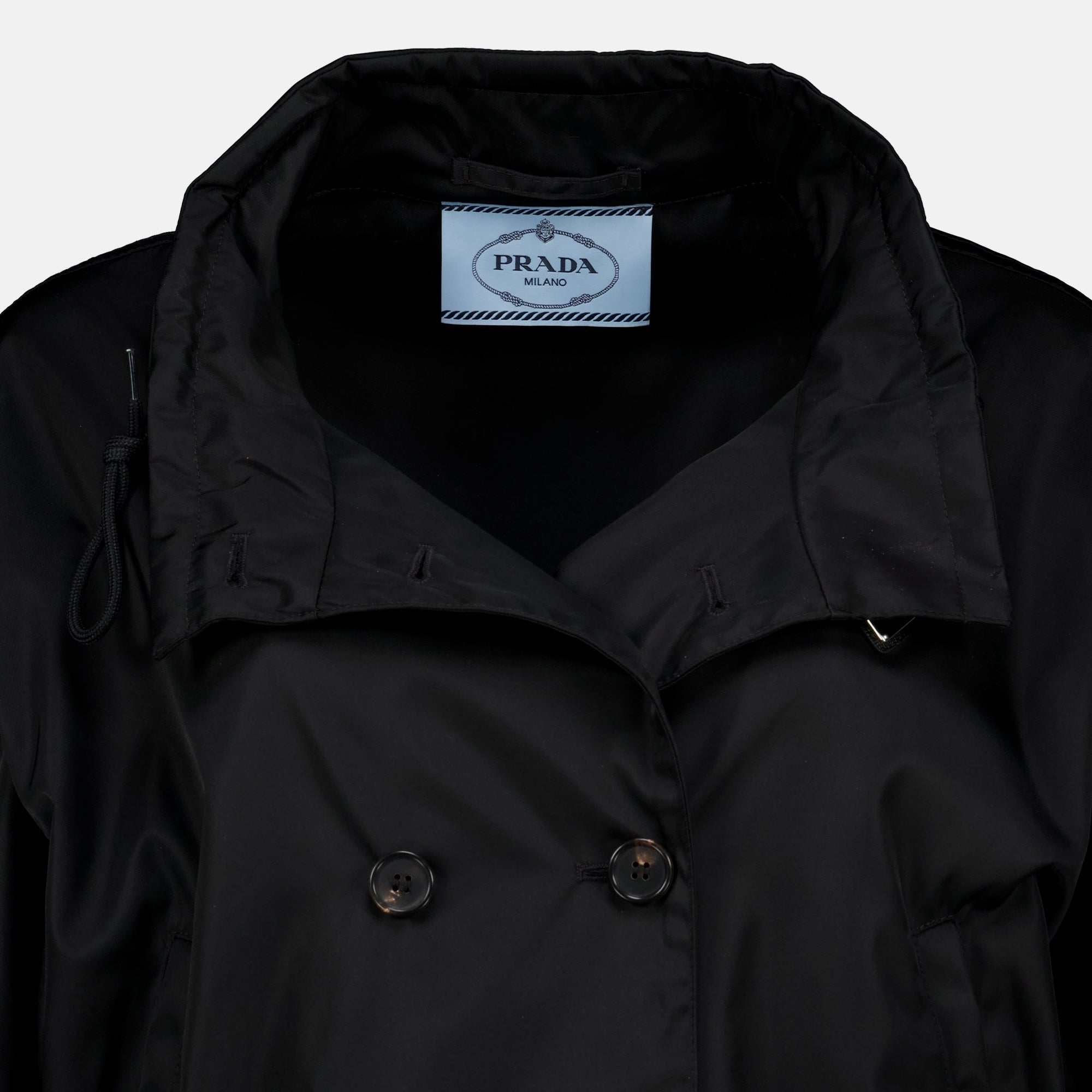 Manteaux 리사이클 나일론 블랙 파카 Prada Noir Femme