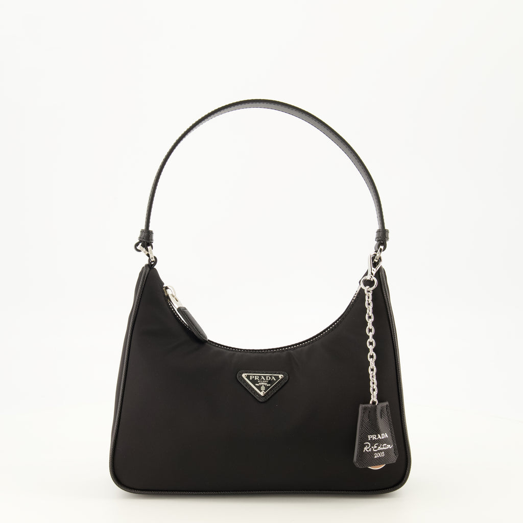 Sacs à main et épaule Mini Re-Edition 2005 bolsa em Re-Nylon preto Prada Noir Femme