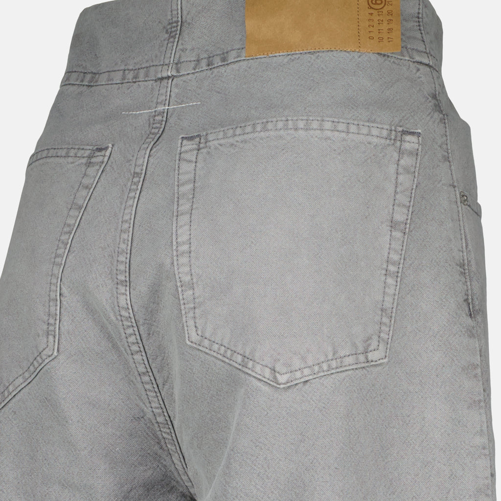 Pantalons High-Waisted Gray Jeans Mm6 Gris Femme