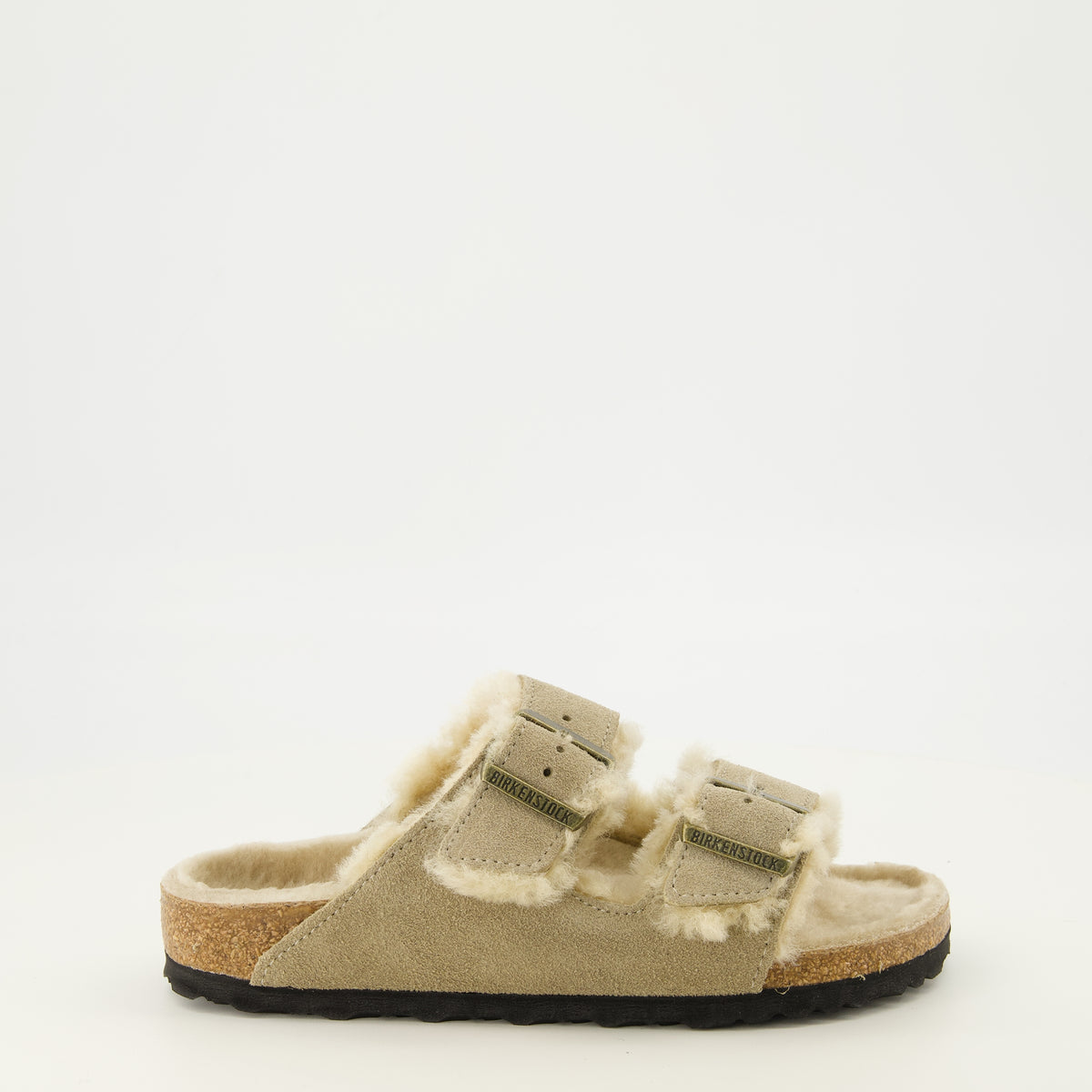Chaussures ouvertes 베이지 퍼 아리조나 샌들 Birkenstock Beige Unisexe