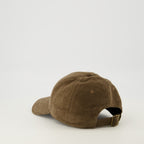 Imagen de la gorra de terciopelo marrón de Saint Laurent para hombres - Temporada Primavera-Verano 2026 - Vista Detallada 2