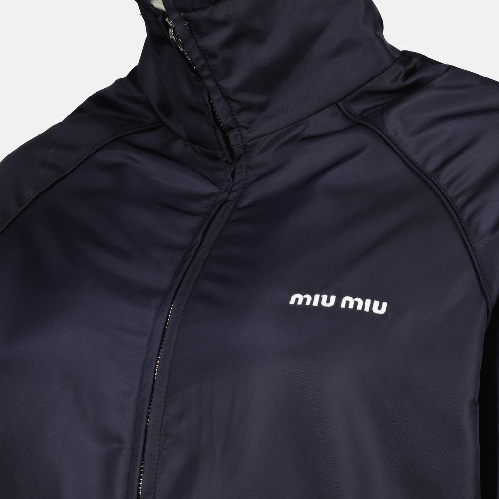 Vestes Blouson réversible bleu et gris Miu Miu Bleu foncé Femme