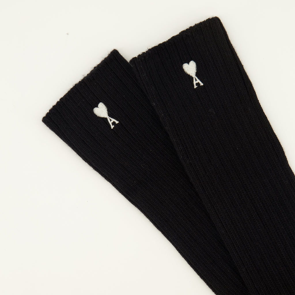 Sous-vêtements et homewear AMI Heart Black Cotton Socks Ami PARIS Noir Unisexe