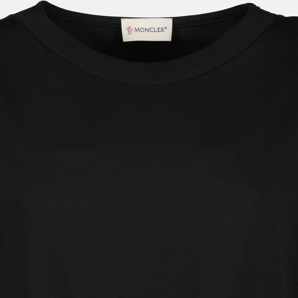 Robes Mini abito in cotone nero con cintura Moncler Noir Femme