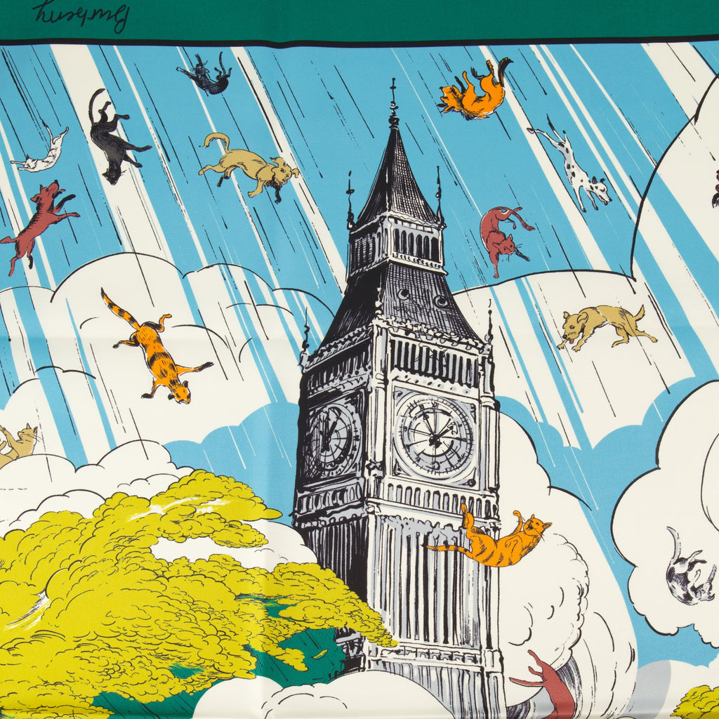 Écharpes, foulards et gants Foulard Raining Cats & Dogs Burberry Vert Unisexe